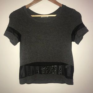 Dark Grey stripe mesh top